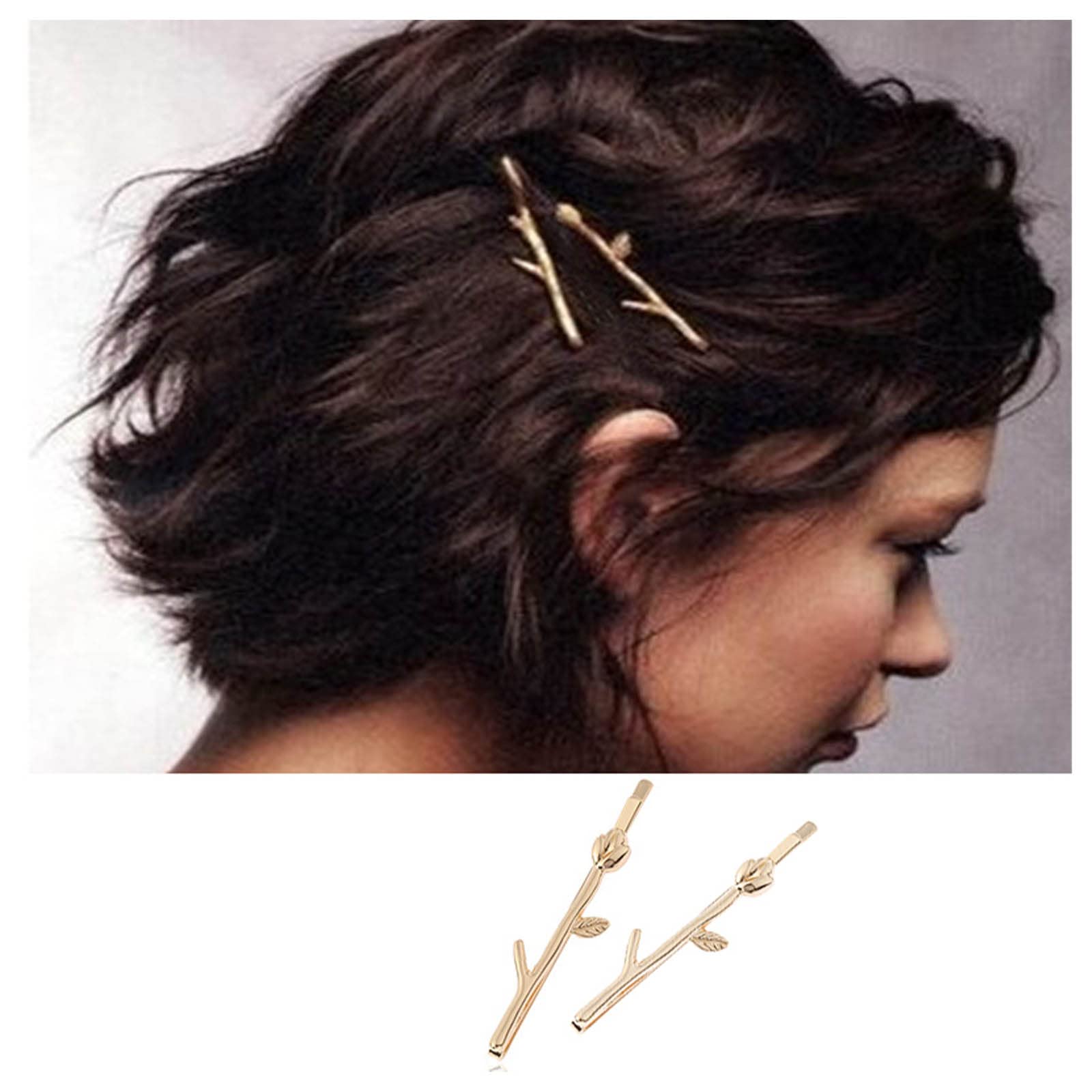 Amazon.com : Iaceble Boho Branch Leaf Hairpin Clips Gold  display picture 3