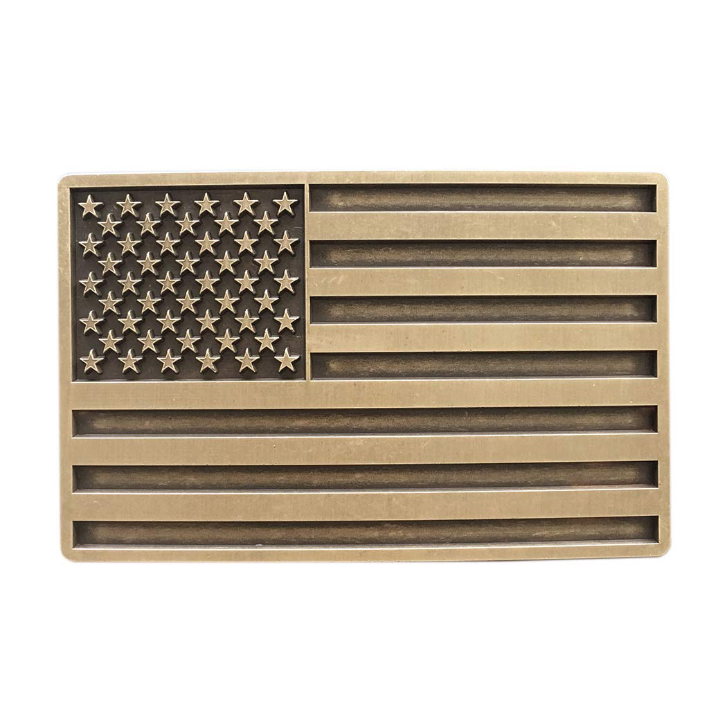 JEAN'S FRIENDNew Vintage Bronze Plated US American Flag Rectangle Belt Buckle also Stock in the US