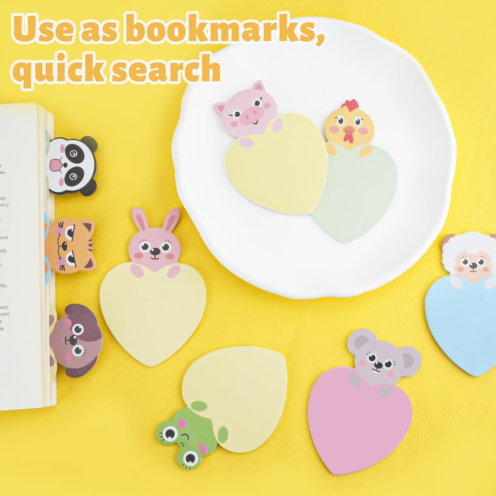 CRITIVE-S 36PCS Sticky Notes Set Cartoon Animal, Pastel Sticky Note Shaped Memo Note Pads - Image 3