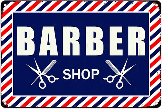 Barber Shop Metal Signs Vintage Barbershop Haircut Wall Art Posters Aluminium Sign Decor Accessories 8x12 Inch Hanging Plaque Retro Decorations