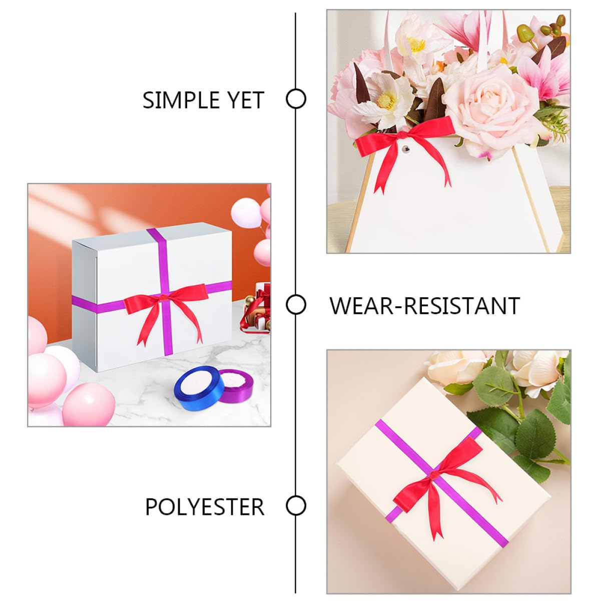 12rollen Farbige Geschenkbänder aus Polyester für Bastelarbeiten Geschenksbänder zum Verpacken von Blumen und Geschenken Dekorative Verpackungsbänder für Familie Zufällige Farbe