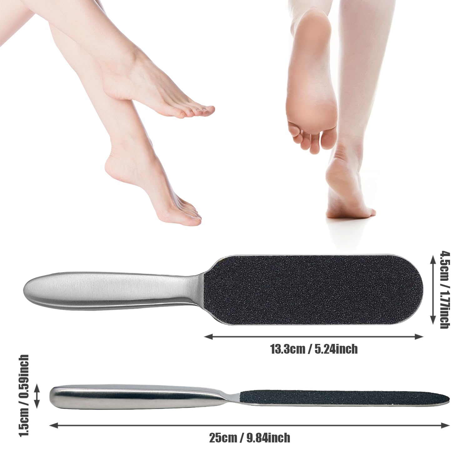 SYEYCW 1 Pcs Stainless Steel Handle, 20 Pcs Foot File Coarse Fine Grit Pads - Image 2