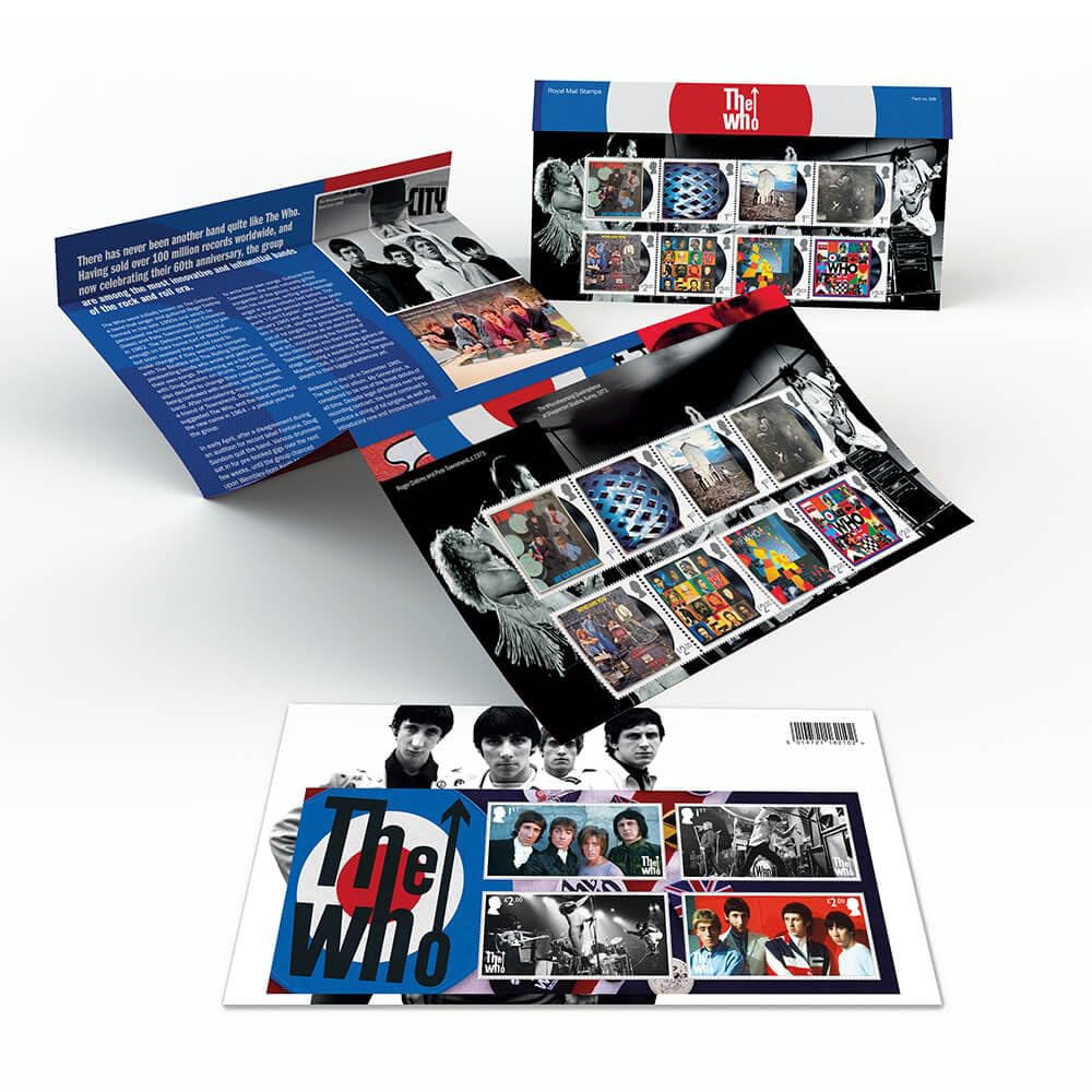 The Who Stamps Affixed Presentation Pack from Royal Mail