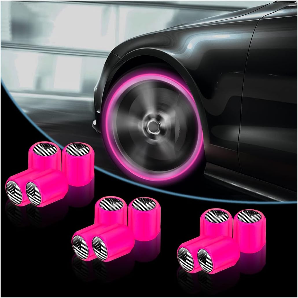 12PCS Fluorescent Car Tire Valve Caps, Luminous Tire Air
