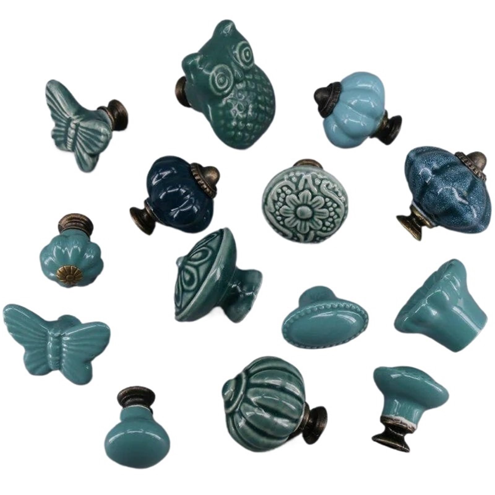 bogniga Handles 8PCS Ceramic Wardrobe Drawer Handle Furniture Knob Hardware Europe Cabinet Cupboard Pull(B)