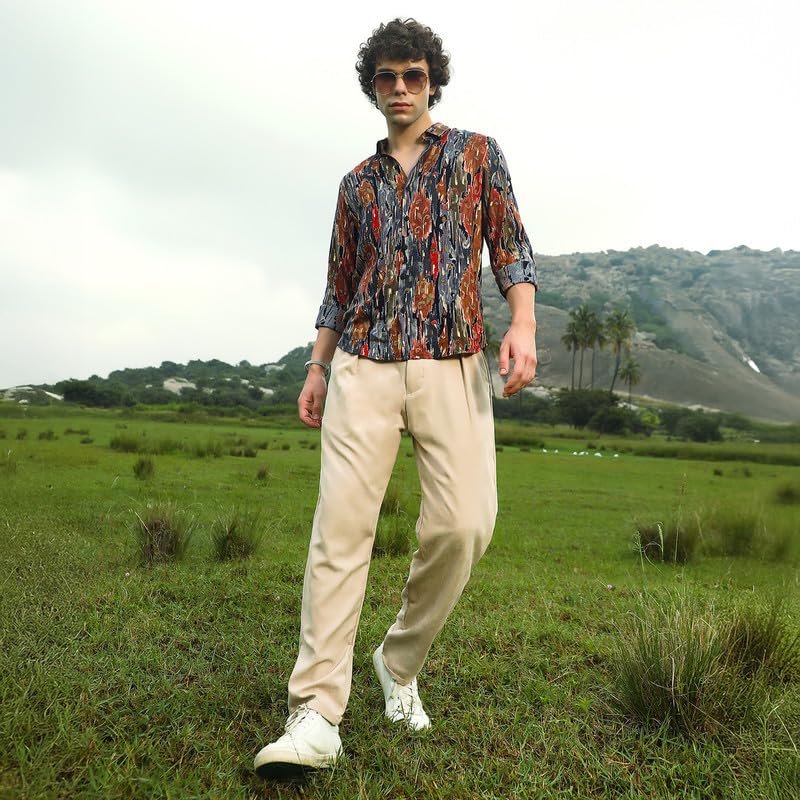 Image of CAHOOT Men's Shirt for Casual Wear | Spread Collar | Long Cuffed Sleeves | Button Closure | Shirt Crafted with Comfort Fit for Everyday Wear