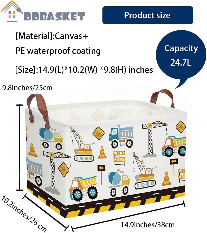Image of Car Basket Rectangular Book Basket Storage Bin Organizer Book Shelf Box Room Decor(Engineering vehicle)