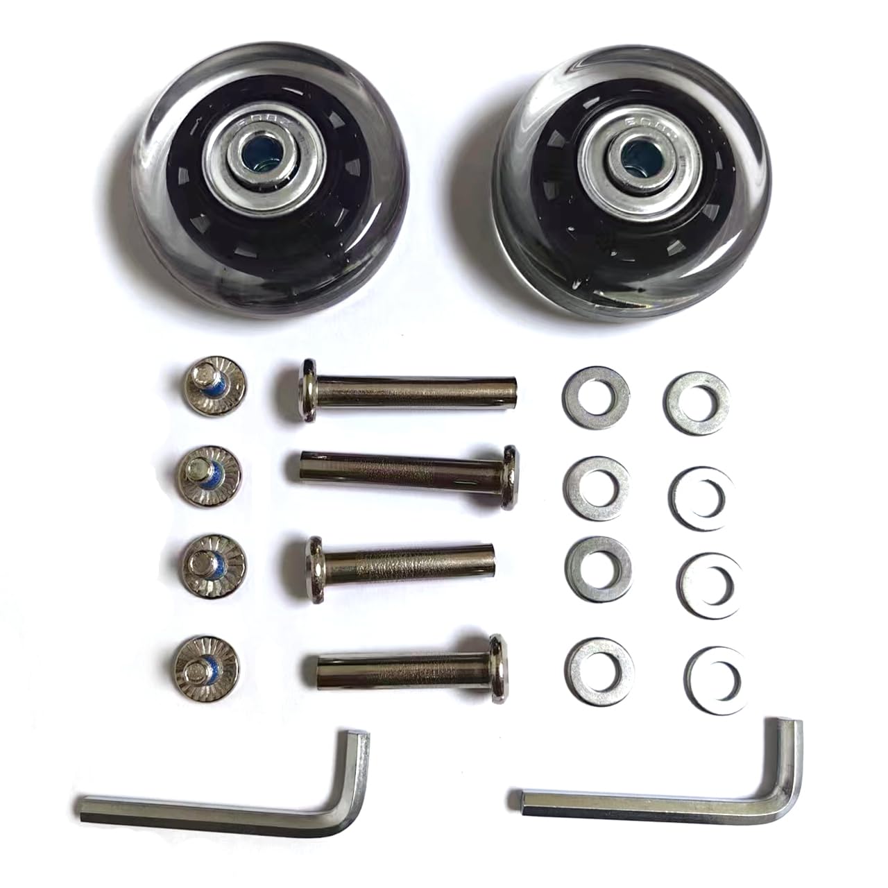 Set di 2 ruote nere e trasparenti, 40/45/50/60/70/75 mm, resistenti all'usura, con ABEC 6 mm, 608zz, kit di riparazione per pattini in linea (45 x 6 x 18 mm/1,77 x 0,24 x 0,7 pollici)
