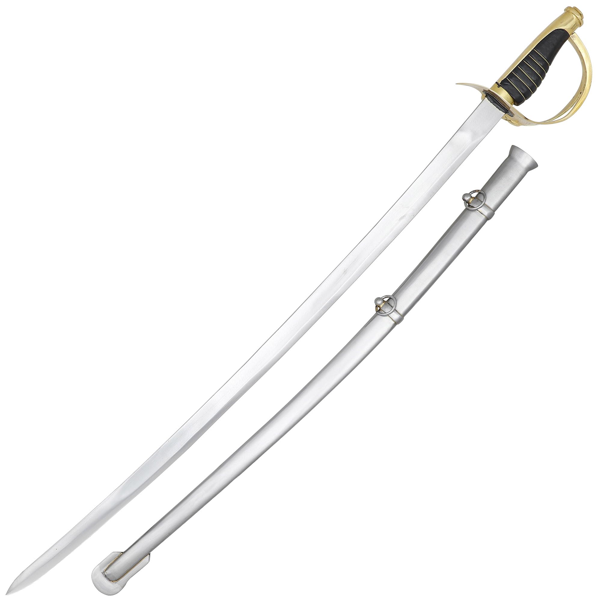 Armory Replicas - Commemorative Replica US Calvary Officer Saber - Forged Carbon Steel Decorative Collectible Engraved Civil War Sword w/Metal Scabbard