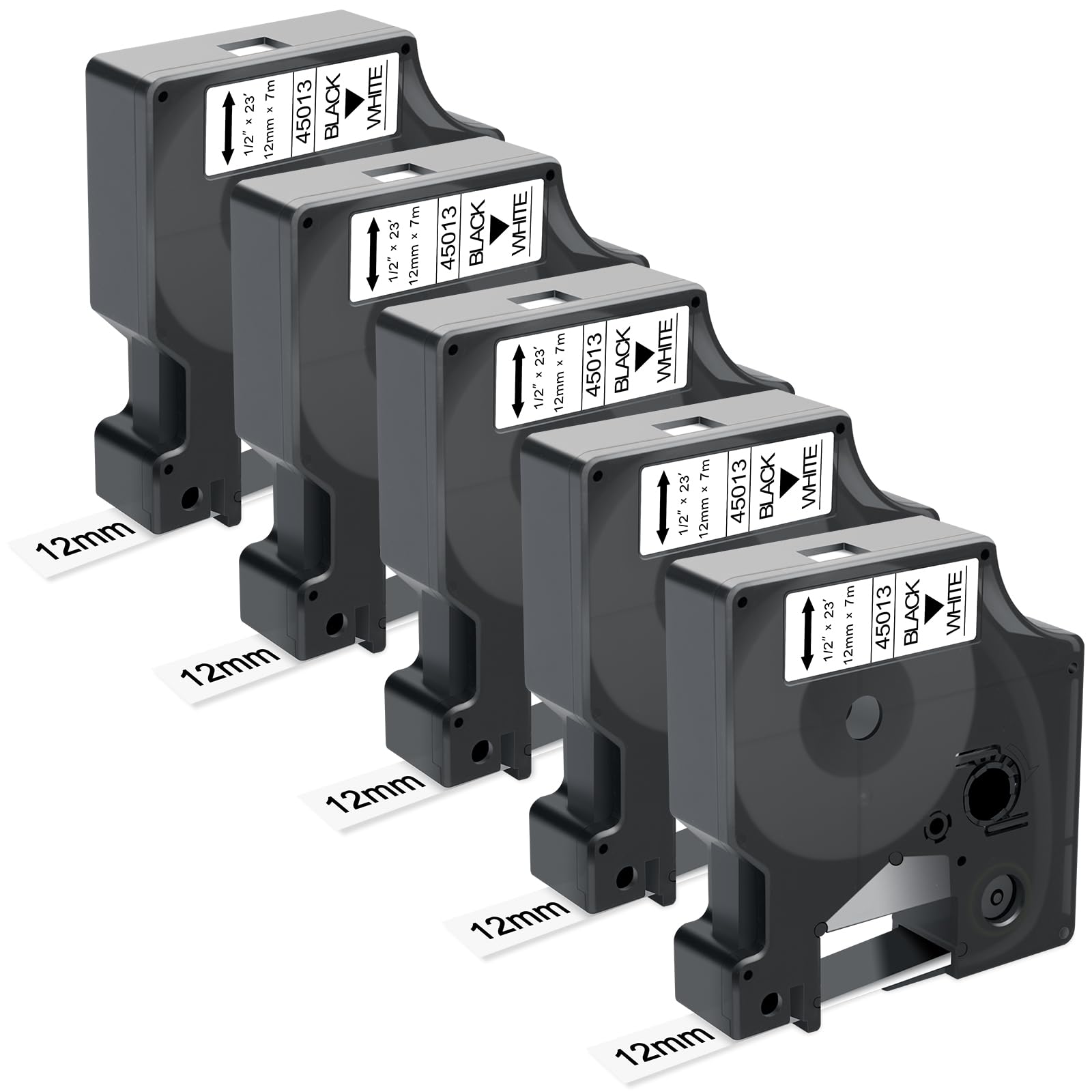 Compatible with Dymo D1 Label Tape 45013 Black on White 1/2 in x 23Ft, Replace for DYMO Label Maker Refills A45013, for Dymo LabelManager 160 420P