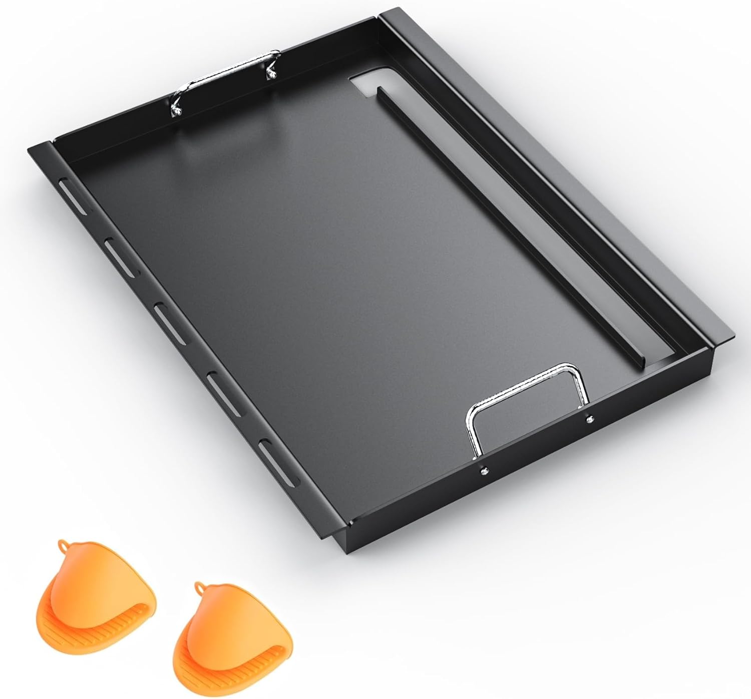 7524 Full Size Griddle Replacement Parts for Weber Genesis S310, E310, E320, S320, E330, S330, EP310, EP320, EP330, Carbon Steel Flat Top Grill Insert Parts with Handles for Weber Genesis 300 Series 25" x 19.4" x 1.6"