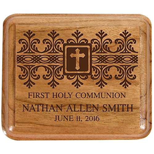 Product Image of the LifeSong Milestones Personalized Wooden Keepsake Box First Communion Gifts For Boys Jewelry Box Christening Gifts For Boys Baptism Favors Dedication Gifts Baptism Gifts For Boys Engraved Wood Box