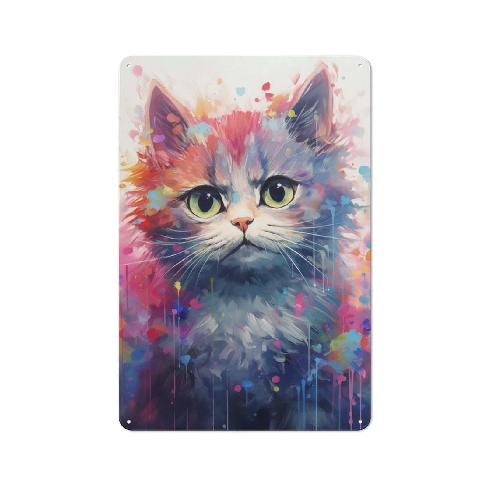 Junmoney Kitty No6 Retro Metal Wall Sign 30X20cm With For Living Room Wall, Housewarming Wall Decor For People Furnishing Living Room