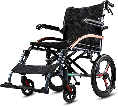 Sillas de ruedas plegables ligeras de magnesio para silla autopropulsada para ancianos, portátil y plegable, asiento de 18 pulgadas, capacidad de