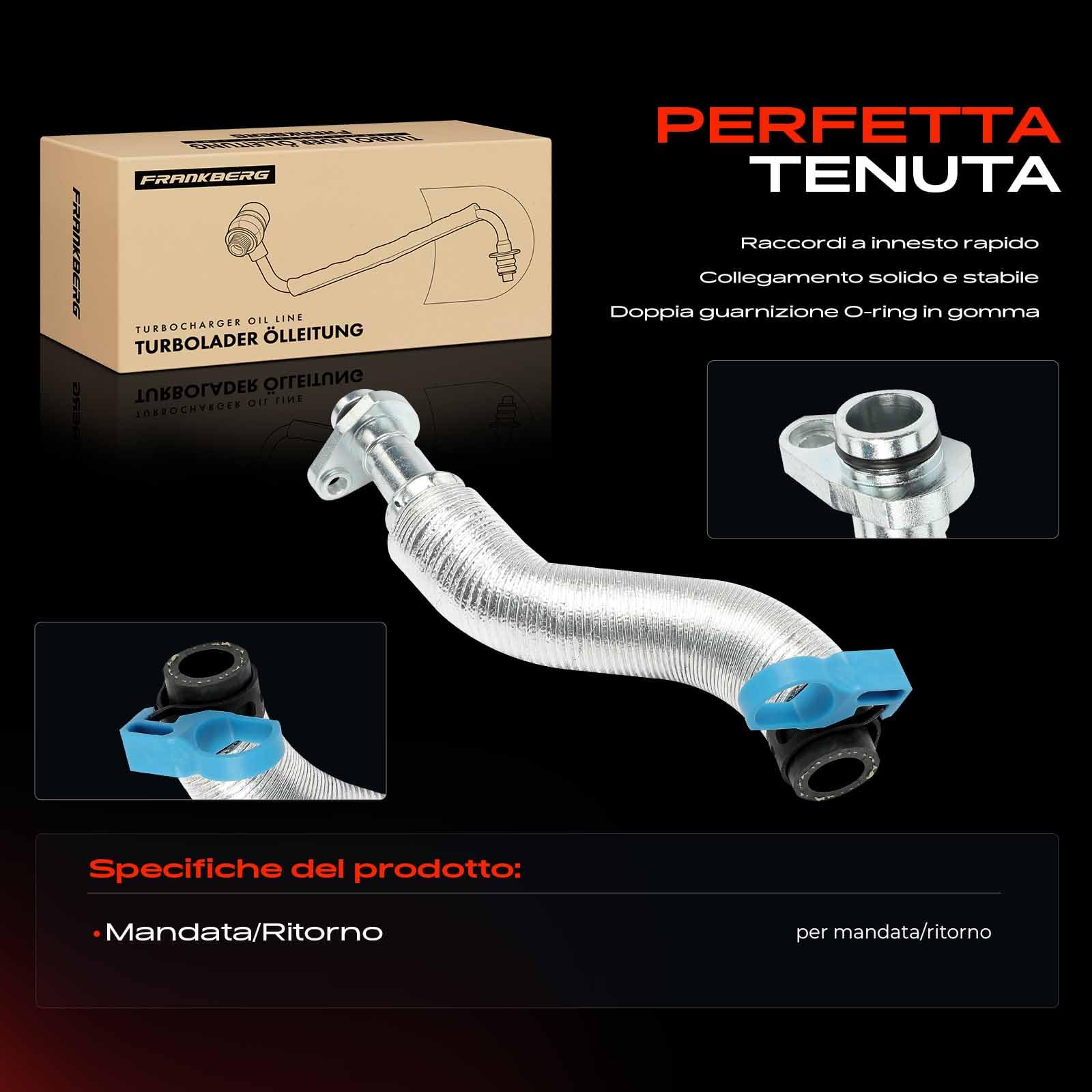 Frankberg 2x Condotto olio turbo Compatibile con M.i.n.i R56 Coope.r S M.i.n.i Cabriolet R57 Coope.r S M.i.n.i Clubman R55 Coope.r S M.i.n.i Countryman R60 Coope.r S ALL4 11658617069