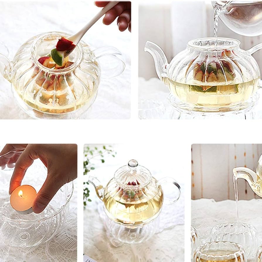 Amazon.co.jp: ティーセットクリアグラスフラワーティーカップ