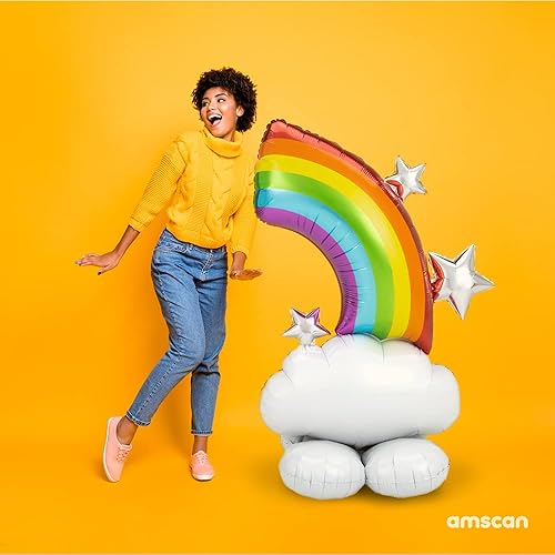 Miniatura 3 de Anagram 4246211 Globo de fiesta de Mylar de aluminio arcoíris Airloonz, 52 pulgadas, multicolor, paquete de 1