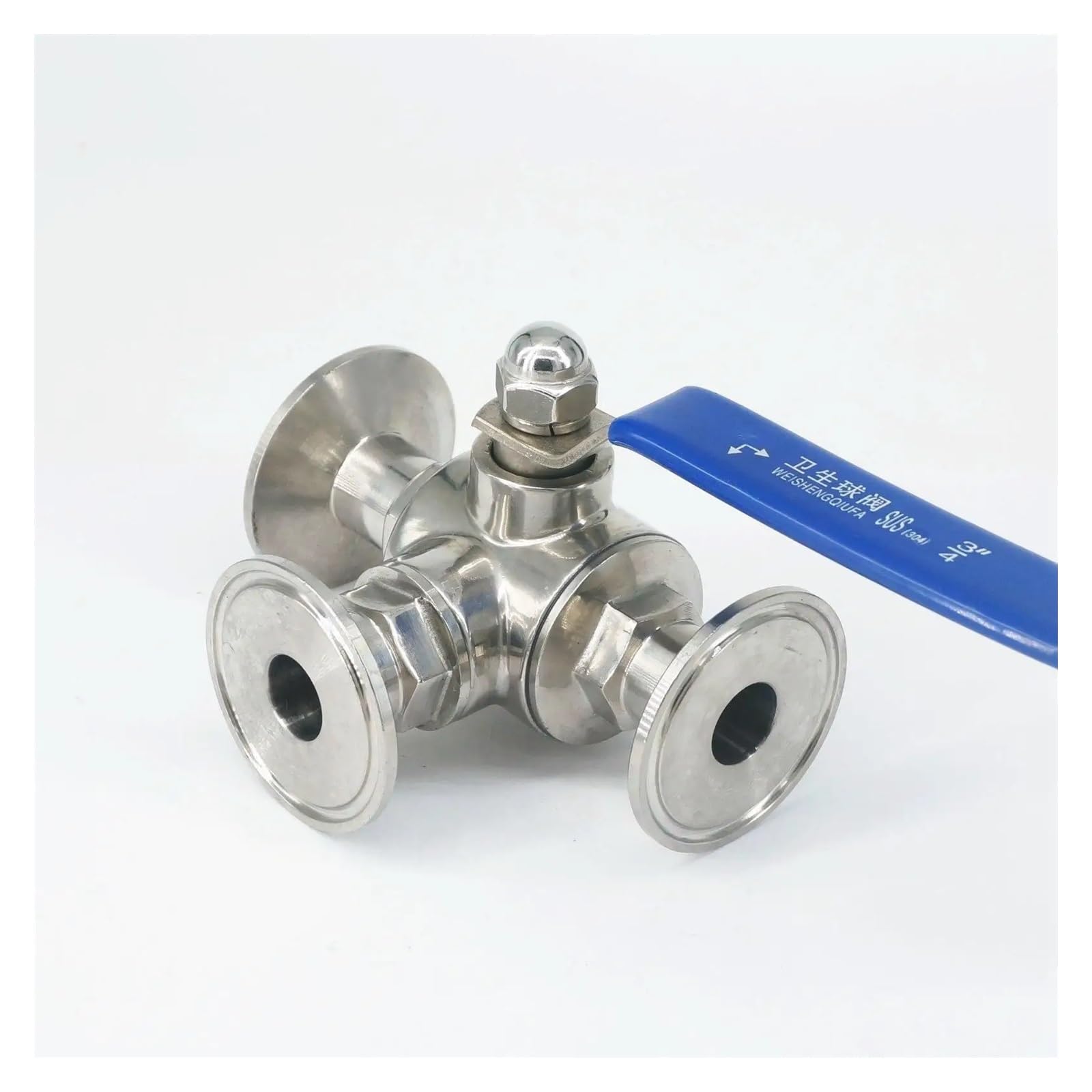 Vanne 3 voies en acier inoxydable 304 avec orifice en L 19 mm et tri-clamp robuste