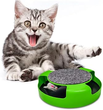 TruVeli Cat Toy with Running Mouse | Interactive Motion Cat Toy Automatic Rotating Teaser Pop and Play Hide and Seek Hunt Peekaboo Cat Toy for Pet Cat Kitten Play Fun Exercise