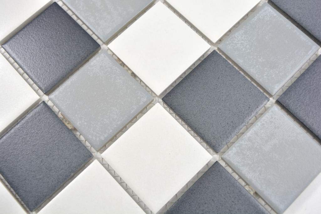 Mosaico de cerámica gris para pared, suelo, cocina, ducha, baño, azulejos | 14-0123_f|10 piezas