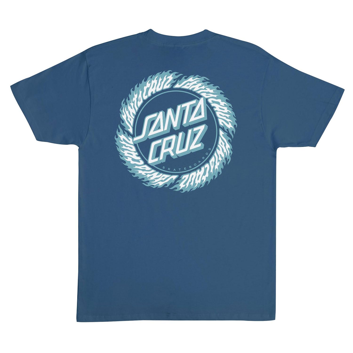 SANTA CRUZ Men's S/S T-Shirt Flame Ringed Dot Skate T-Shirt, Blue Dusk, Medium