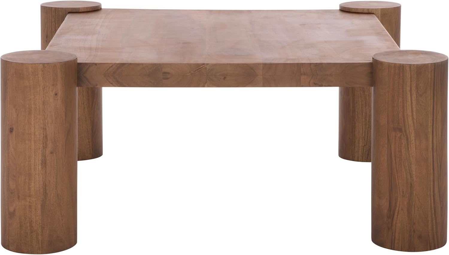 SAFAVIEH Couture Collection - Trescott Solid Wood Square Coffee Table with Chunky Cylinder Legs, Modern Accent Cocktail Table (SFV9763A)