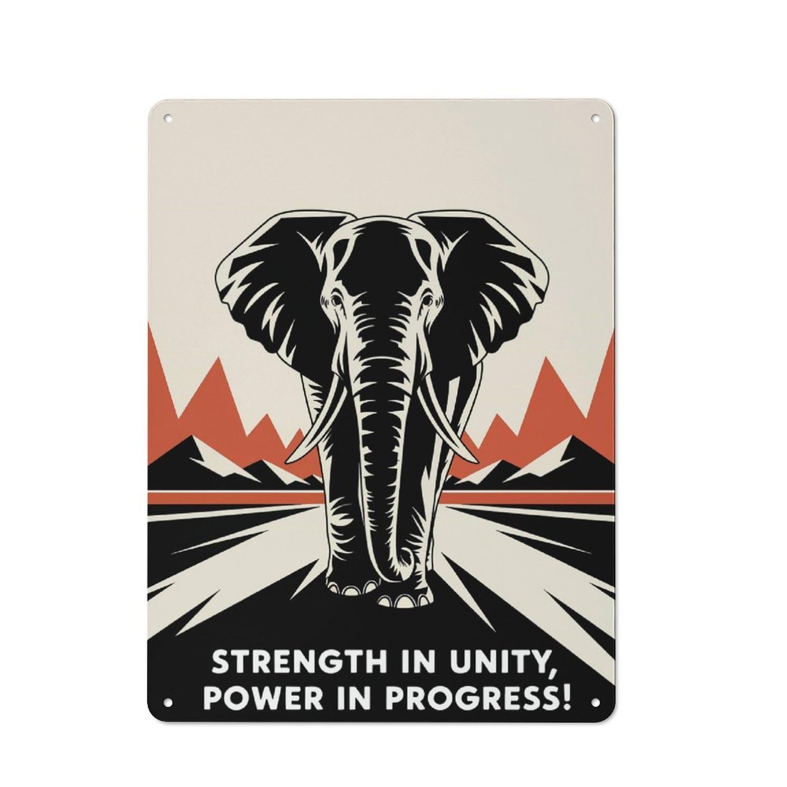 Junmoney Unity Elephant March Tin Wall Sign With Design 40X30cm, Classic Diner Style Decor For Bakery, Diner, Cafe Or Family Room