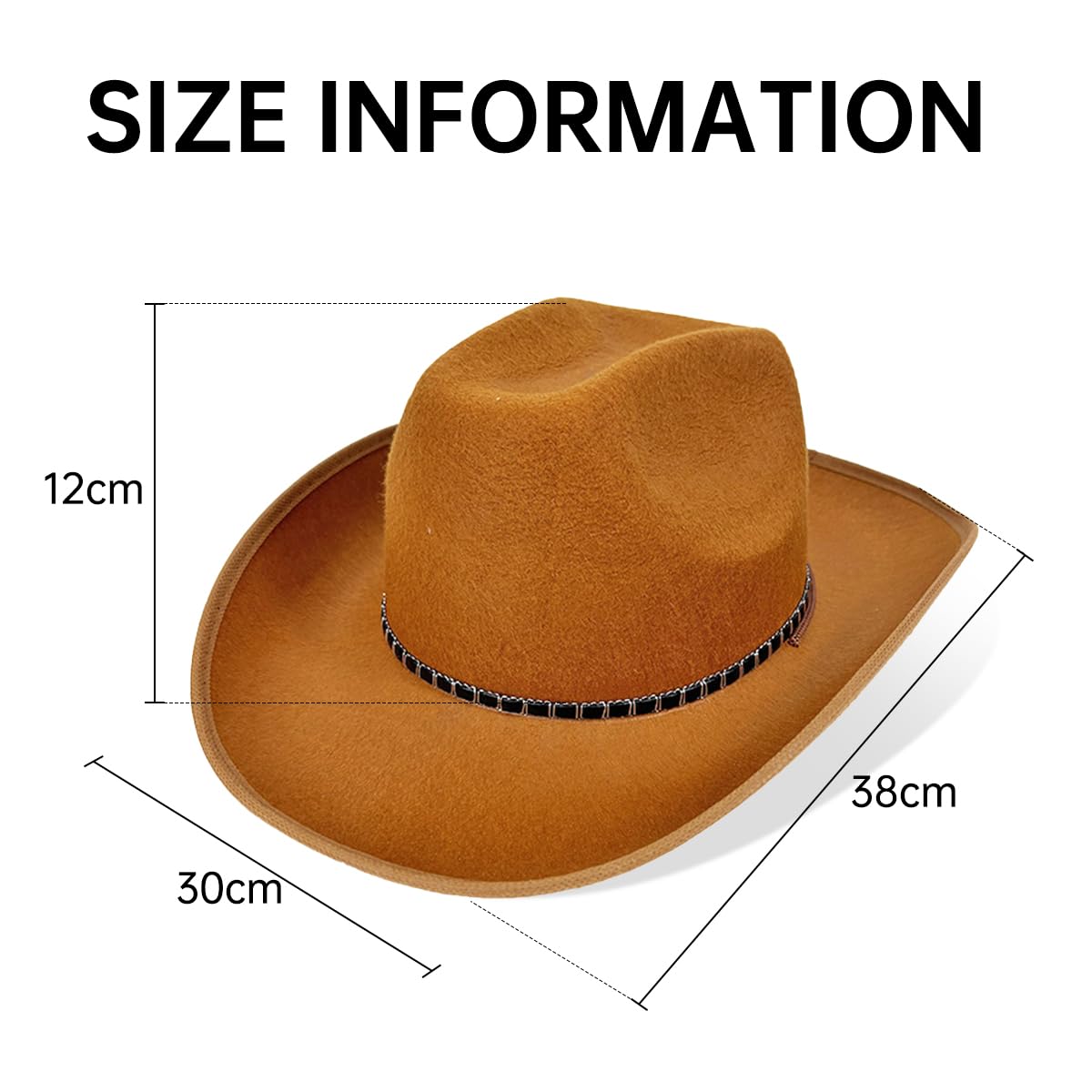 BSLVV 2 Pack Adult Cowboy Hats Dark Brown & Black Western Hats for Men Women - Image 4