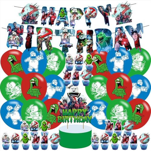 Ghost Party Decorations Birthday Party Supplies - Ghost Movie Includes Banner Cake Topper 24 Cupcake Toppers 18 Balloons