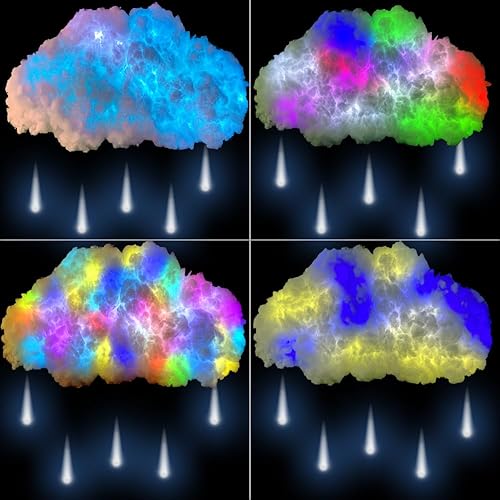 Miniatura 2 de Kit de relámpagos de lluvia y nube pequeña, sincronización de música, multicolor, reemplazo de relámpagos inalámbricos, aplicación remota
