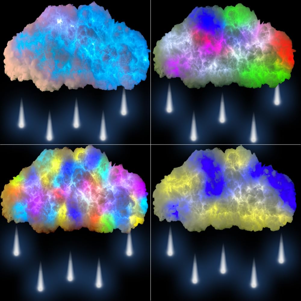 Small Cloud Rain Lightning Kit Music Sync Multicolor Light Replacement Wireless Remote App No DIY Rain Lights Coolest Decorations for Adults and Kids Indoor Home Bedroom Wall - Image 4