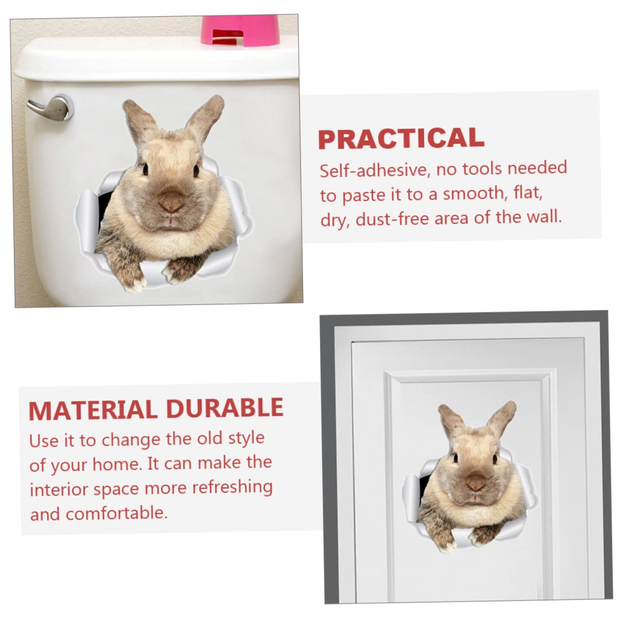 ifundom 3hojas Pegatina De Conejo Para Pared Autoadhesiva Para Habitaciones Infantiles y Decoración Del Para Diversas Superficies