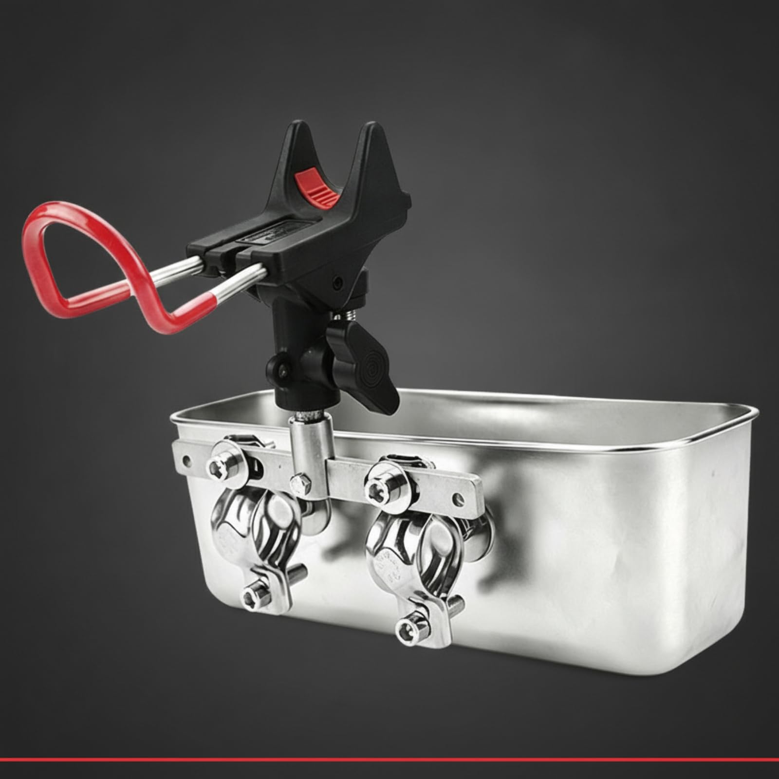 Porta Pesca in Acciaio Inox con Supporto per Canna da P Organizzare Esche E Tackle su Barche da Pesca con Fissaggio a, Argento, Vasca Per Esche In Acciaio Inossidabile + Supporto Singolo