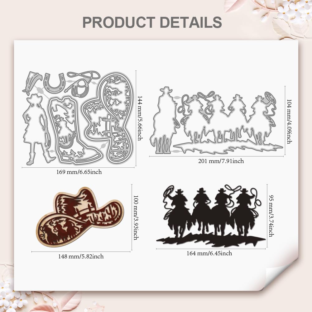 WADORN 2Pcs Western Cowman Cutting Dies Set - Metal Stencil - Stencil - Scrapbooking, Invitations, Home Decor - Image 2