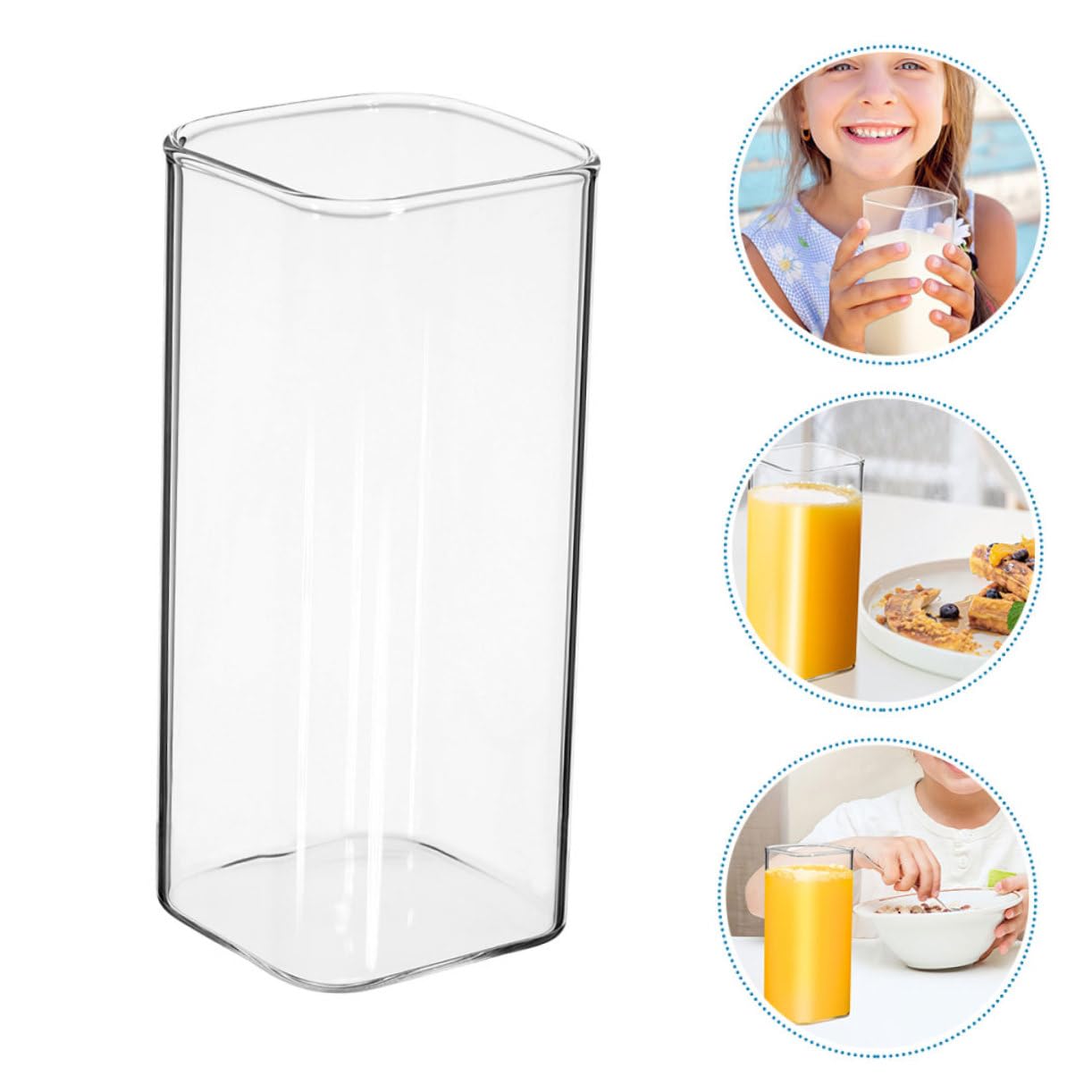 Set 3 Bicchieri Giapponesi in Vetro 301-400ml Microonde | Bocca Quadrata, Corpo Dritto, per Uso Quotidiano e Tutto Giorno, Stile Semplice