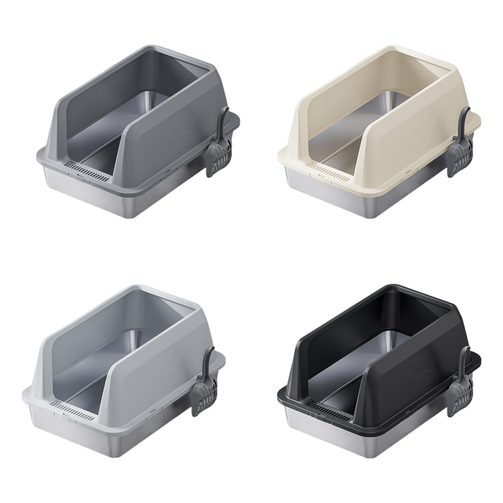 Lettiera per gatti in acciaio inox, resistente agli spruzzi, design protettivo con paletta per grandi padelle anti-schizzi