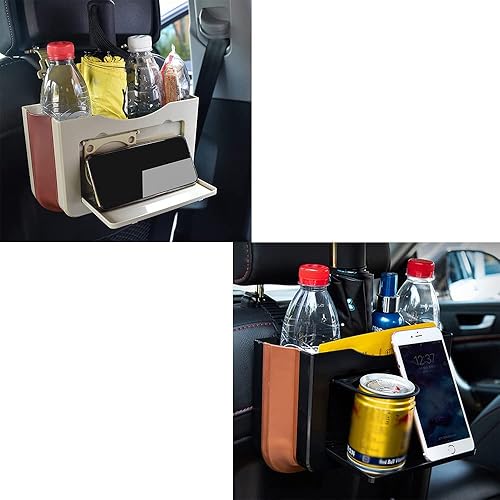 Miniatura 6 de Cubo de basura colgante para automóvil, bolsa de basura portátil para automóvil con clip, organizador de asiento de automóvil pequeño y plegable,