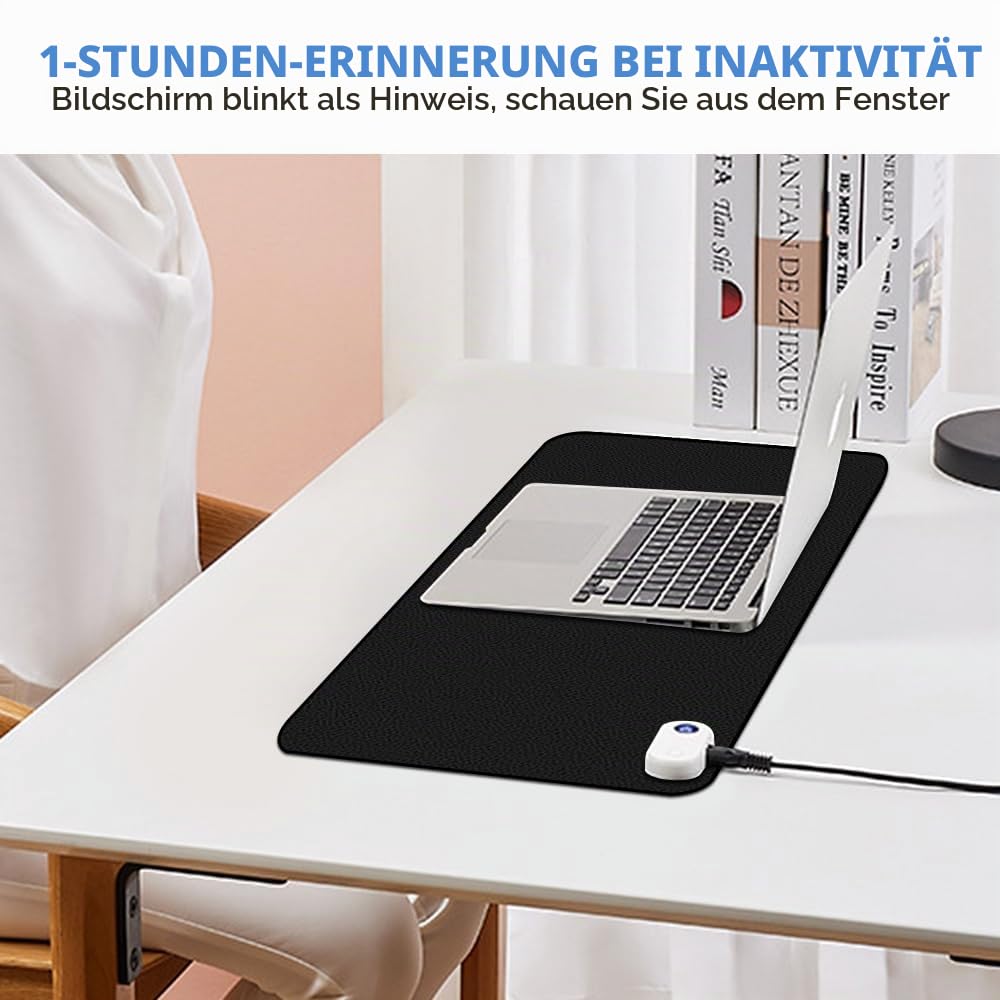LUFEIS Beheizte Schreibtischunterlage, 80x33cm Beheiztes Mauspad, Mauspad mit Funktion Heizung mit 3 Heizstufen & 3 Stunden Automatischer Abschaltung, Beheizbares Mauspad für PC/Laptop (Schwarz)