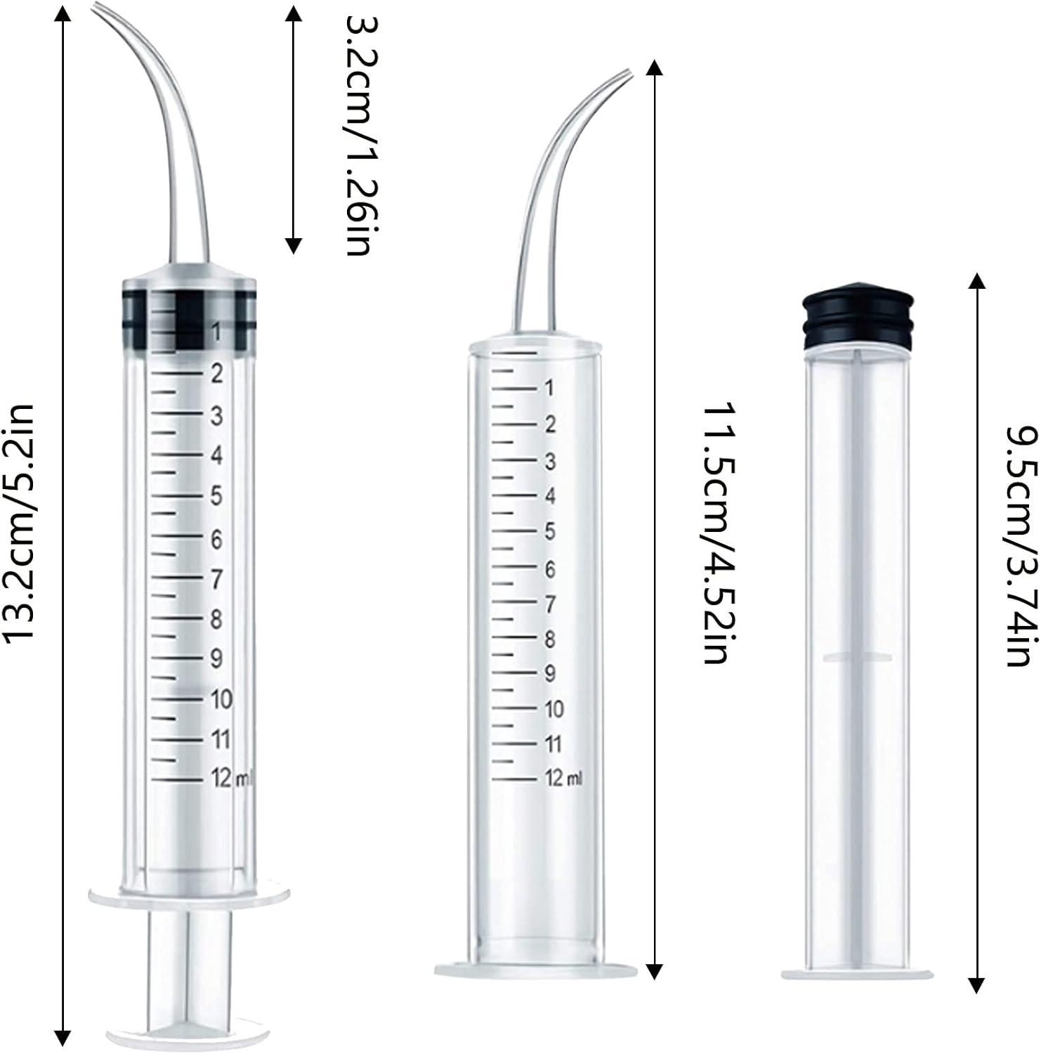 AMANMAN 8Pcs Dental Syringe 12ml Dental Irrigation Syringe Disposable Graduated Syringe with