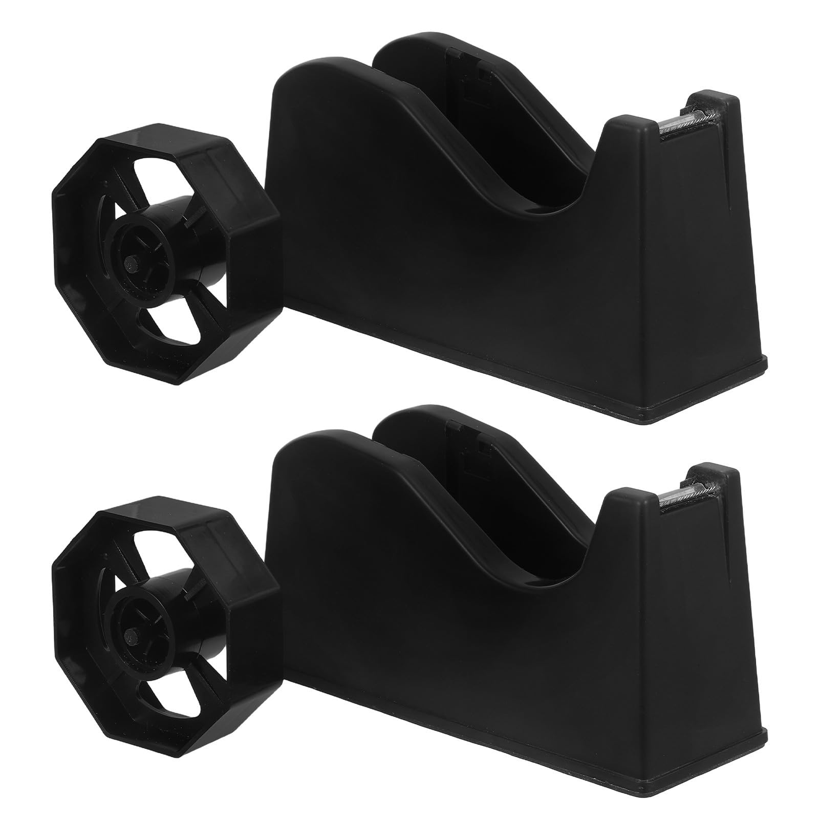 INOOMP Dispenser per Nastro Adesivo Nero 2 Pezzi con Base Antiscivolo e Supporto per Pezzi Piccoli e Grandi per Scuola e Artigianato