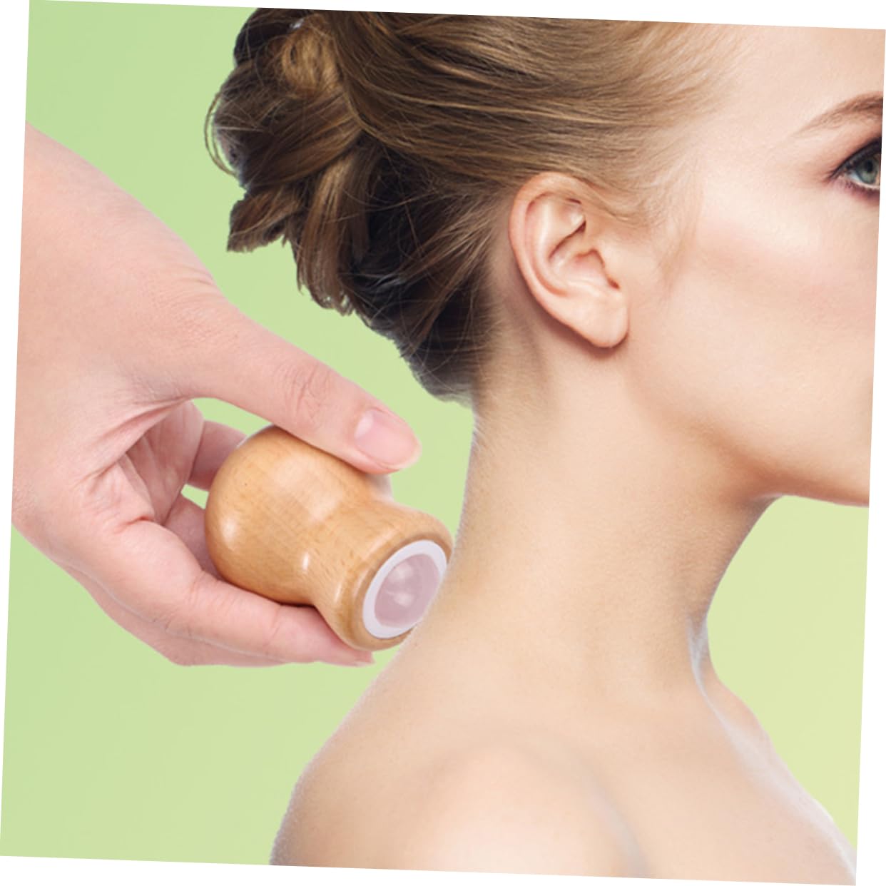 FOMIYES 2pcs Jade Facial Masaager Roller Wooden Handle for Puffiness and Skin Massage Beauty Tool