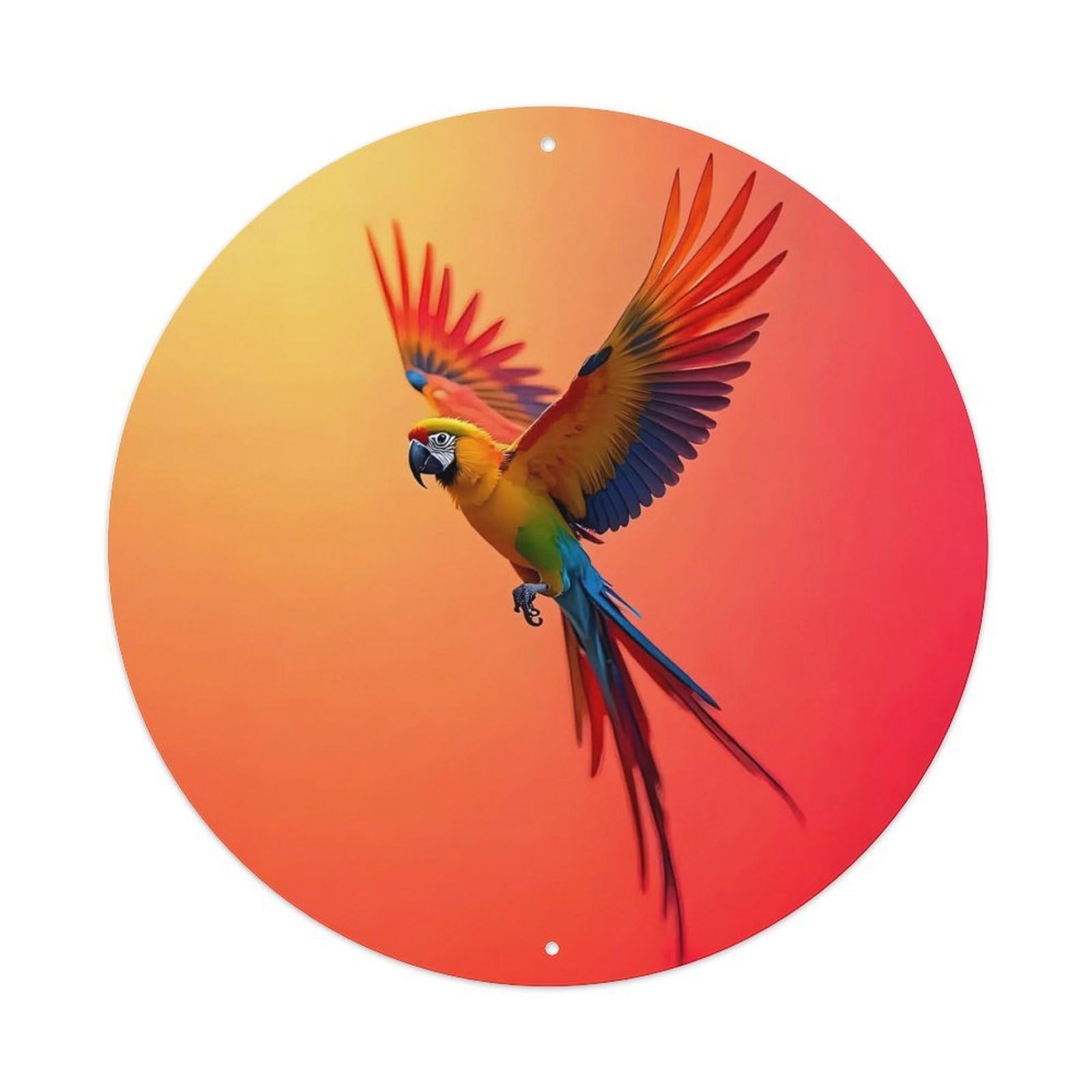 Cwbufd Vintage Style Animal Macaw Parrot Flying Vibrant Gradient Tropical Wildlife Vintage Metal Tin Sign Plaque Wall Decor For Cafe, Club Bar, Office, Garden Metal Poster 8X8inch