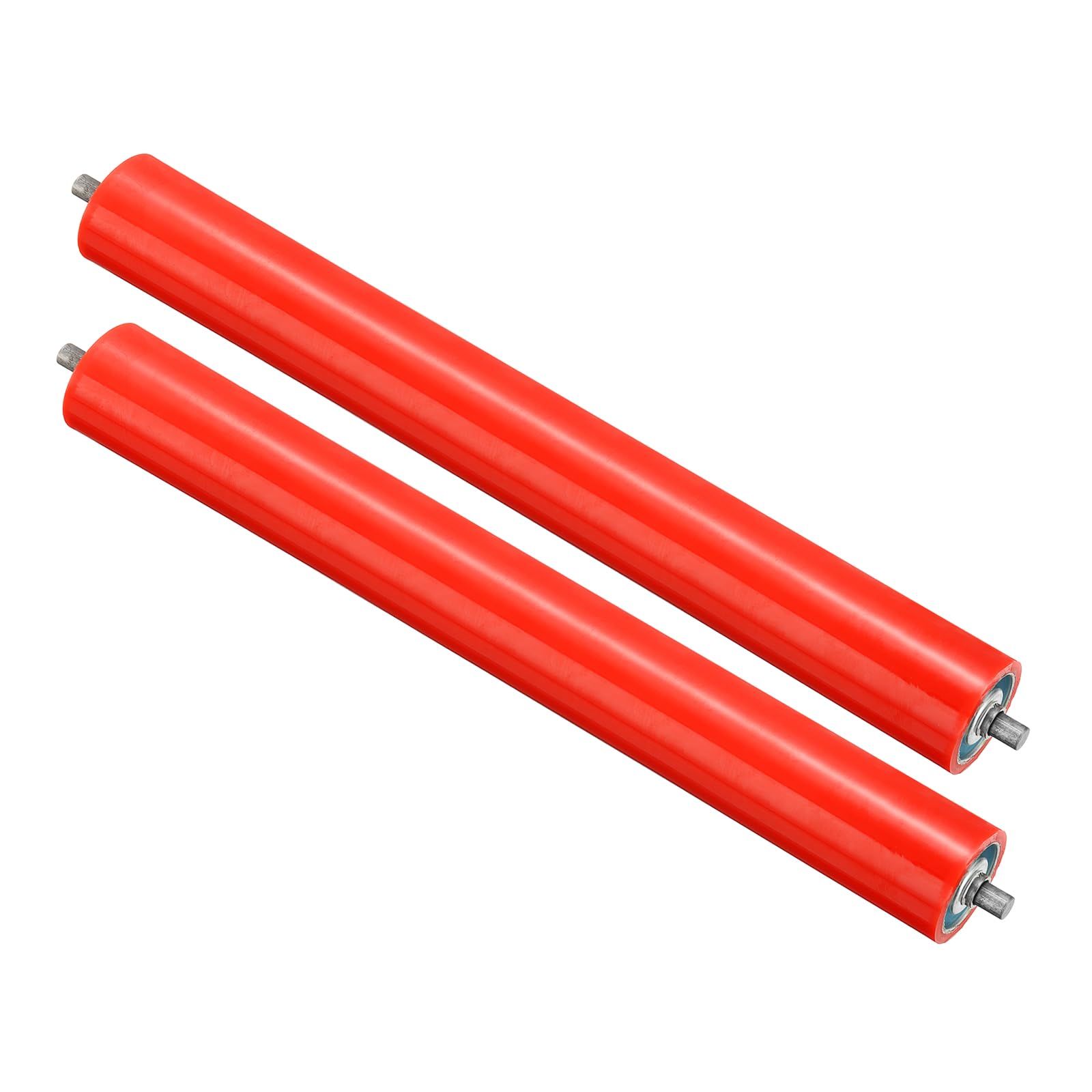 PATIKIL Poliuretano Rivestito Trasportatore Rullo 4" Diametro 20" Lunghezza 2pz Inox Acciaio Trasmissione Sostituzione Parte Zincato Fine Rosso