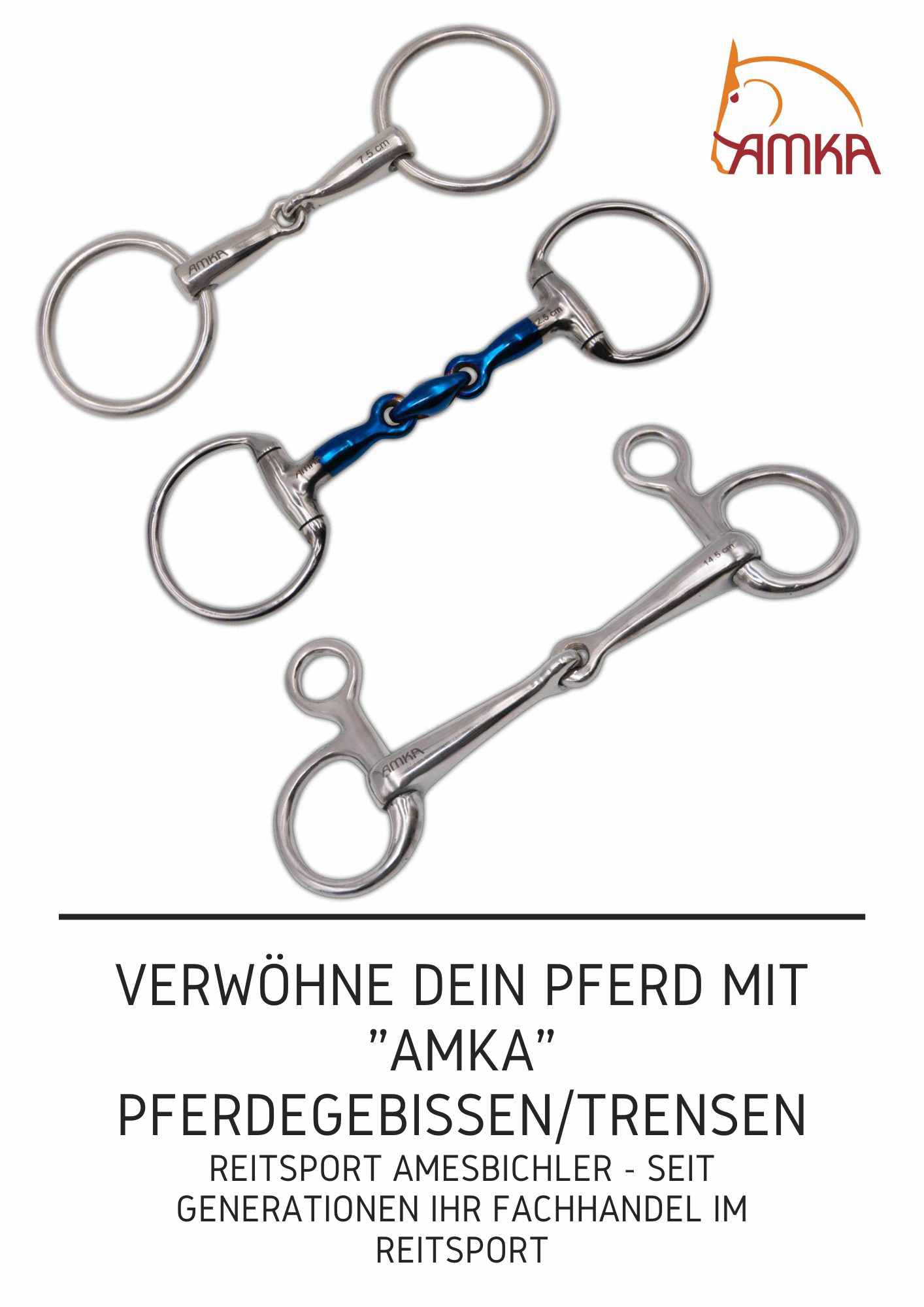 AMKA Knebeltrense Schenkeltrense massiv Edelstahl Stärke 18 mm Ringe 45 mm