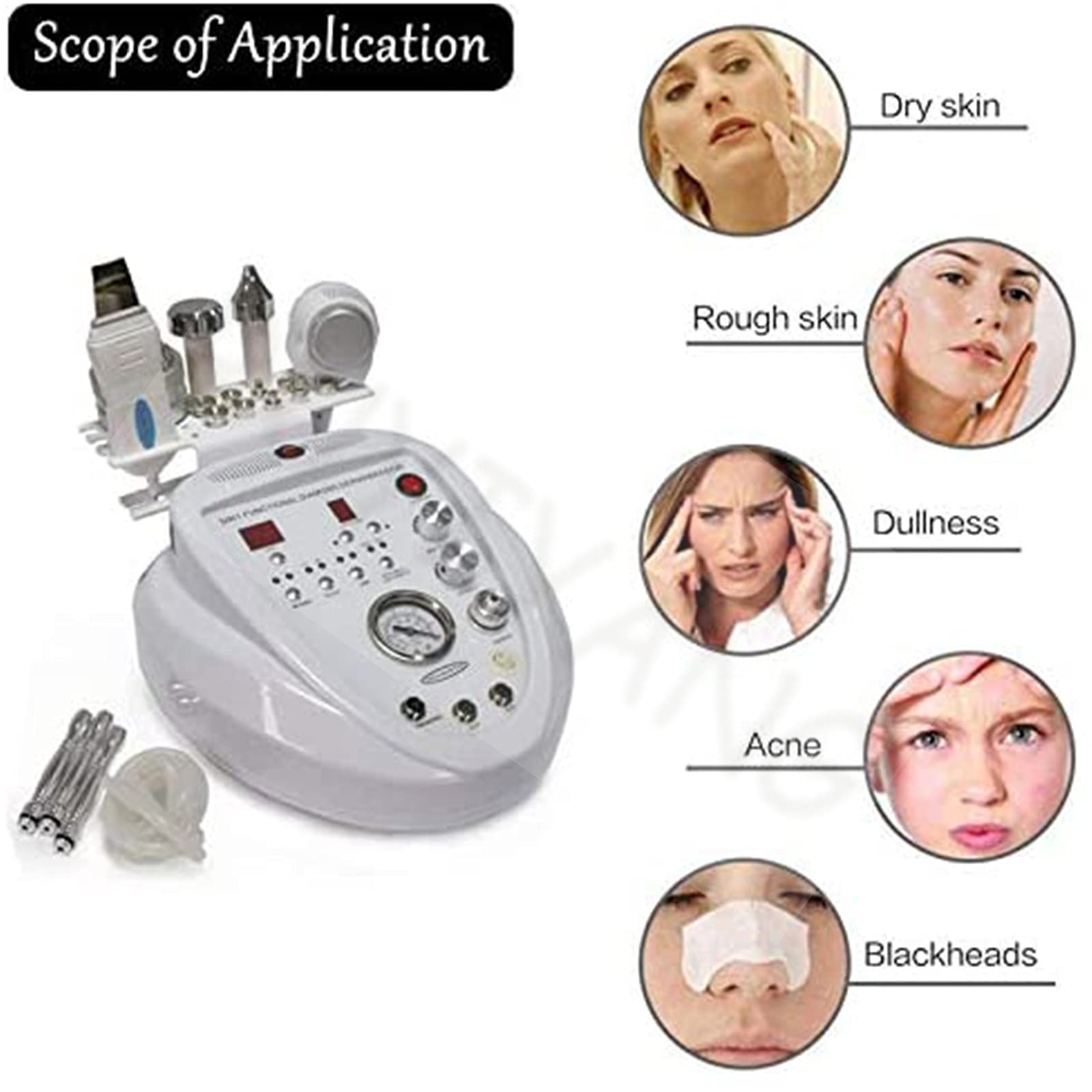 5 En 1 Machine De Microdermabrasion Diamant Machine De Rajeunissement De Peau Nettoyage Facia Équipement De Salon De Beauté Pour Le Visage Pour Nti-Âge Pour Enlèvement De Rides