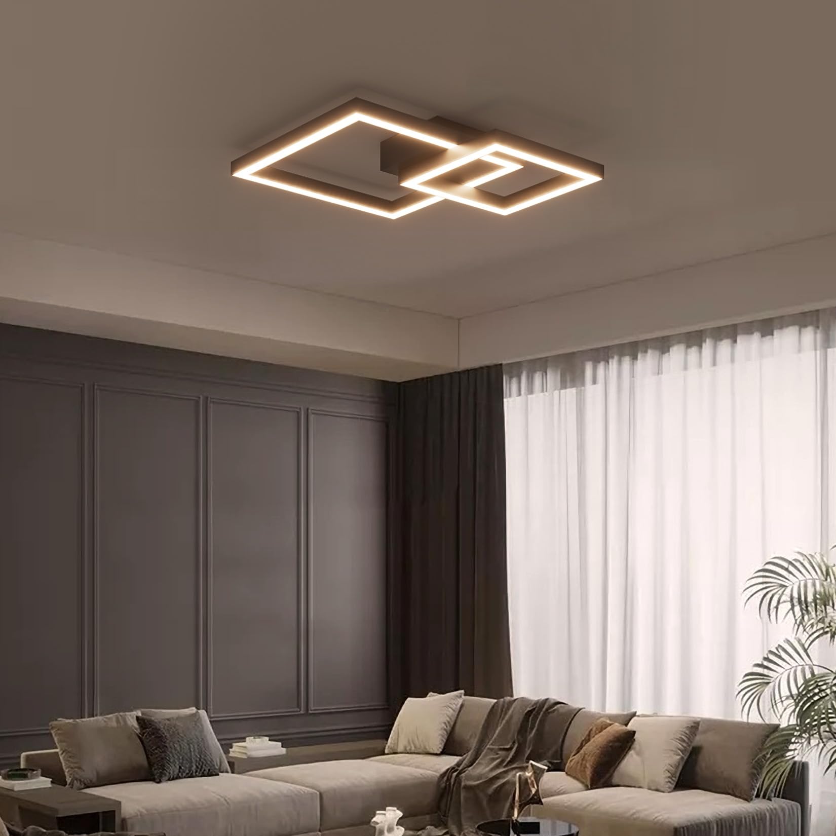 Klighten Lampa sufitowa LED, ściemniana, 35 W, z pilotem zdalnym, nowoczesne oświetlenie sufitowe do salonu, sypialni, kuchni, korytarza, 36 x 36 cm, 3000 K