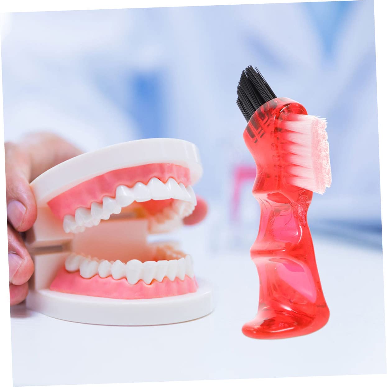 Spazzolino Per Protesi Dentarie Mini 3 Pezzi Set Portatile Doppia Estremità Pulizia Casa Igiene Orale Multifunzionale Per Dentiere Quotidiane