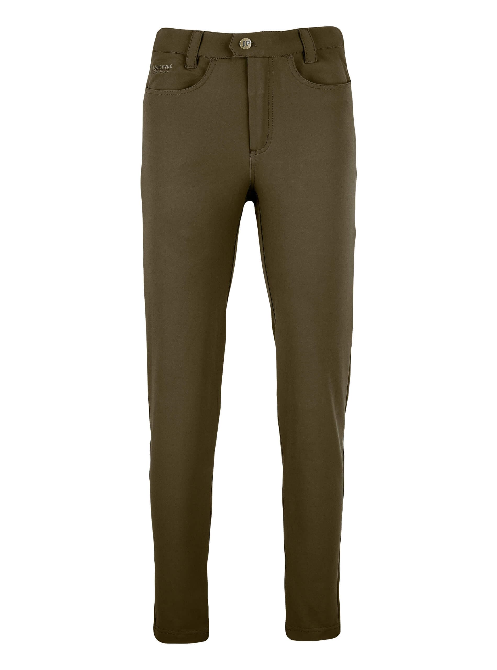 Jack Pyke Women's Brown Contour Stretch Pants - Slim-Fit, Four-Way Stretch, Comfortable Outdoor Trousers For Shooting, Dog Walking, Everyday And Casual Wear - L
