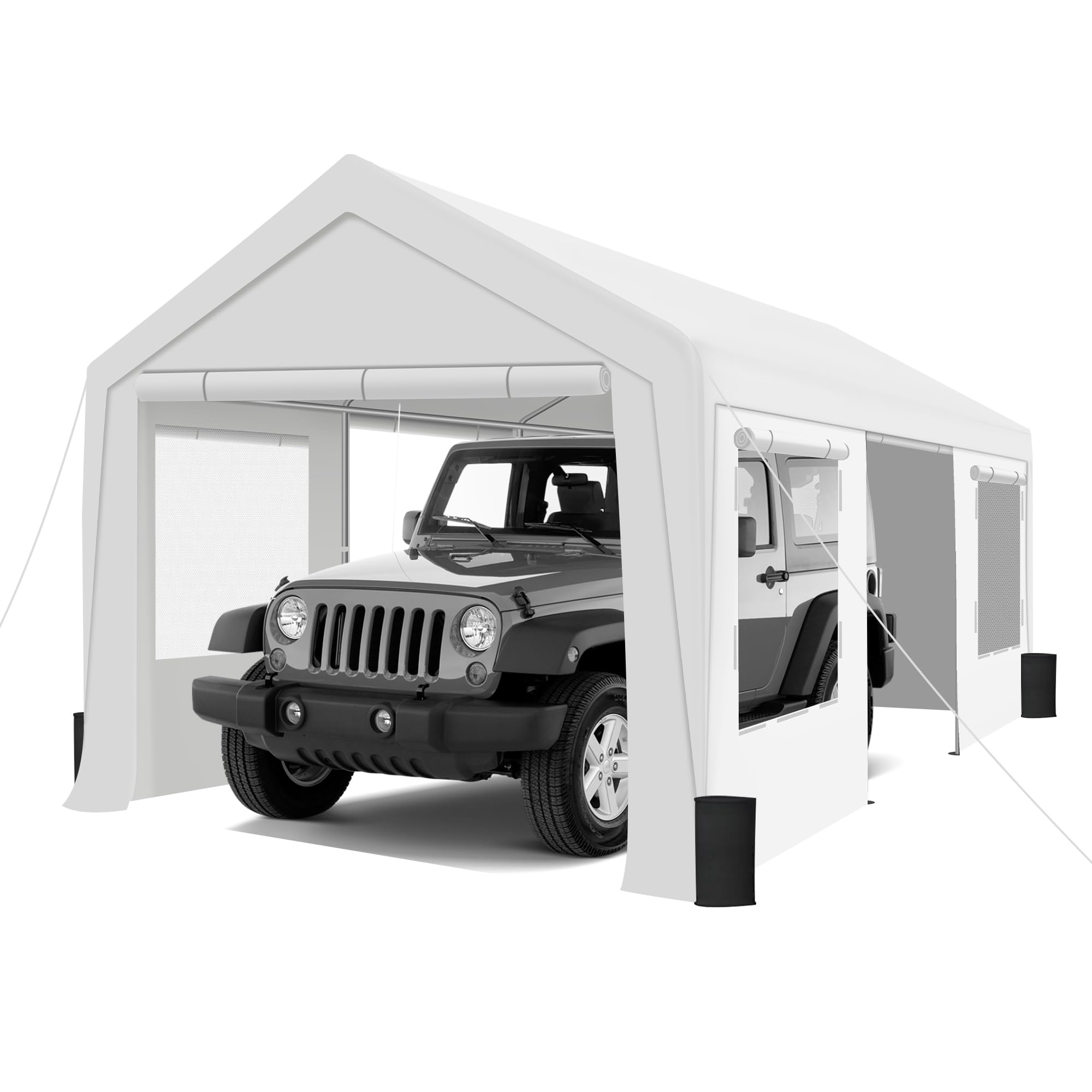 GARTOO Upgrade 10' x 20' Heavy Duty Carport - Extra Large Outdoor ...