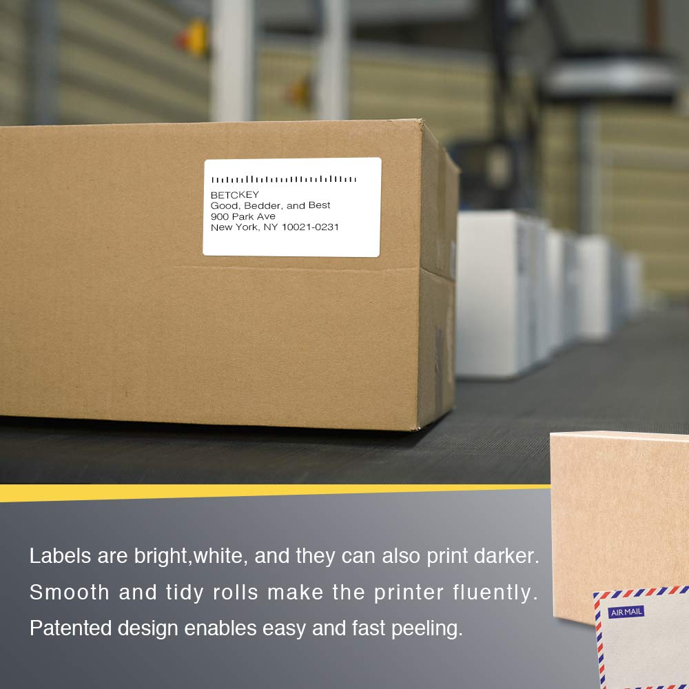 BETCKEY - 57mm X 102mm  2.25 In X 4 In  Multipurpose & Shipping Thermal Labels 350 Perforated Labels Per Roll Compatible With Zebra More Printers 1 Roll 350 Labels